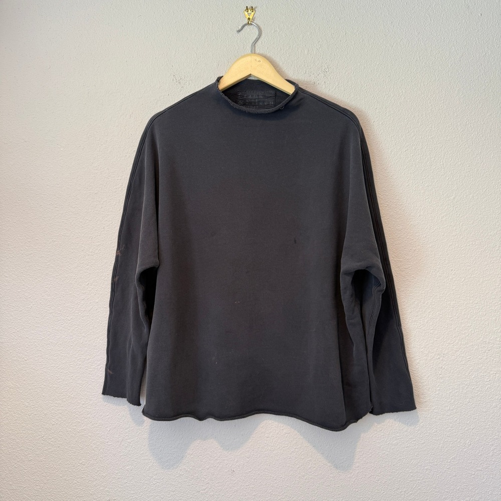 Frank & Eileen Tee Lab Black Mock Neck Oversized Cotton Top LAB518TF Medium